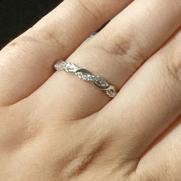 925 sterling silver ring cz stone twist adjustable - Picture 8 of 9